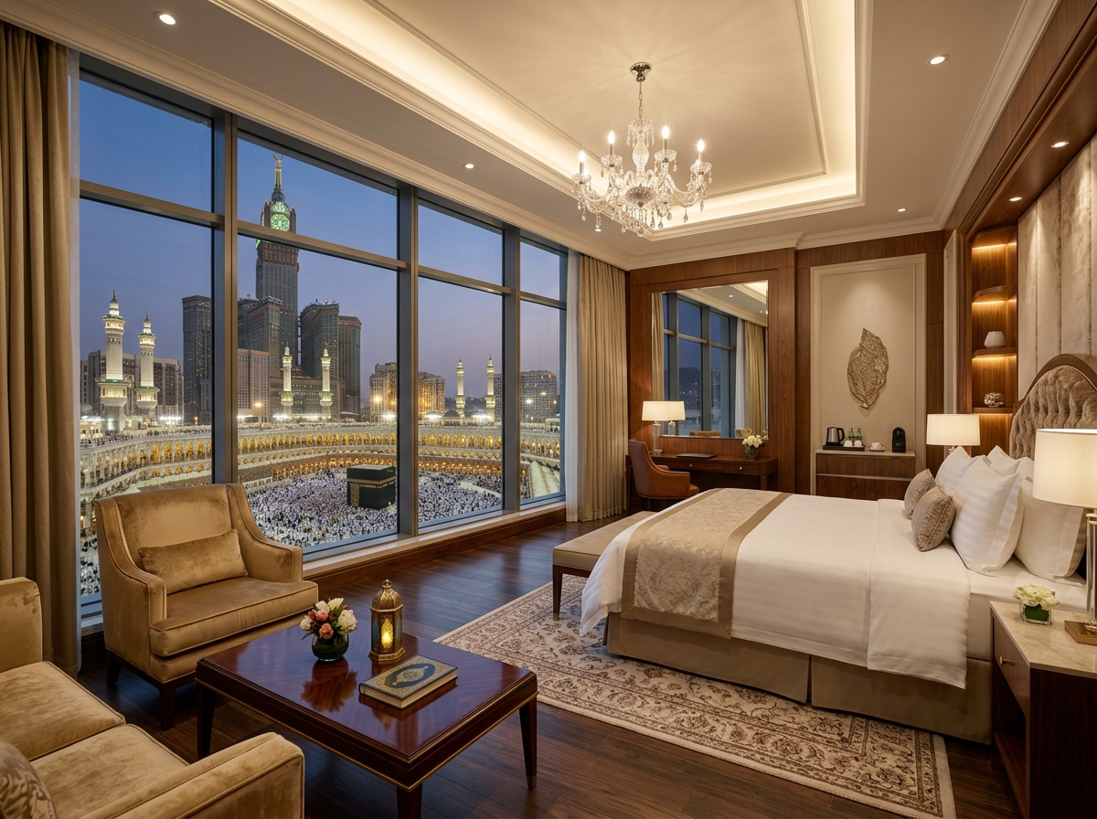 Hotel room overlooking the Haram in Makkah